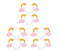 Healeved 6 Pcs Adorable Plush Lamb Horn Headband with Elastic Band, Reduces Scalp Friction, Realistic Ram Horns Design, Soft Cotton Material for Spa Facial Headband Time and Christmas