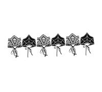 Healeved 6 pcs Gothic Crochet Bandanas for Women Halloween Skull Spiderweb Headscarves Handmade Knitted Triangle Hair Accessories Unique