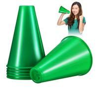 Healeved 6 Pcs Green Plastic Cheerleading Megaphones with Loud Volume, Reusable Game Noise Makers for Competitions and Parties