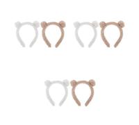 Healeved 6 Pcs Plush Bear Ears Headband for Women Soft Non-slip Hairband with Cute Fuzzy Design, Versatile Use for Costume Party and Birthday Celebrations