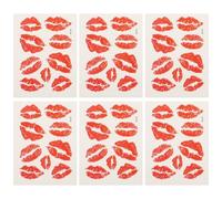 Healeved 6 x Kiss Mouth Stickers, Waterproof Lips, Temporary Stickers, Body Decorations, Skin-Friendly Stickers for Face, Arms and Legs