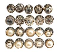 Healeved 60pcs Alloy Pearl Buttons for Clothes Fasteners, Assorted Colour, Tight Hold and Not Easy to Fall, to Decorate Shirts and Sweaters for Birthday and Christmas Parties