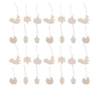Healeved 60pcs Thanksgiving Wooden Craft Cutouts Set - 6 Designs with 10 Pieces Each Including Turkey, Pumpkin, Acorn, Maple Leaf, Squirrel - Unfinished Wood Slices for Autumn Harvest