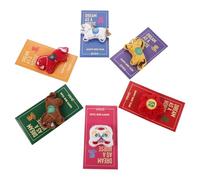 Healeved 6pcs 3D Embroidered Plush Horse Red Envelopes Traditional Chinese New Year Hong Bao Packets for Spring Festival, Weddings, and Lunar New Year Giving