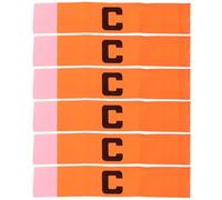 Healeved 6pcs Adjustable Captain Armbands for Football Players, Elastic Nylon Stretchable Material, Sturdy Design in Orange, for Outdoor Training Practice and Soccer Games