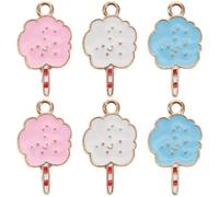 Healeved 6Pcs Alloy Charms Set for DIY Jewelry Making, Marshmallow Pendant Charms in Pink, Blue, White, Lightweight Crafting Accessories for Earrings and Bracelets