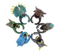 Healeved 6pcs Animal Rings for Birthday Party Goodie Bags Fun Dinosaur and Wildlife Cognitive Rings Party Bag Fillers for Boys and Educational Pretend Play Accessories