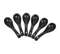 Healeved 6pcs Black Ceramic Soup Spoons Set Multipurpose Hand-held Spoons Safe to Use for Mixing and Cooking in Home Kitchen
