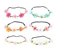 Healeved 6Pcs Bridal Flower Headband Set Charming Floral Hair Accessory for Weddings Parties Festivals Photo Shoots Durable Comfortable Skin Friendly Design Blue White Pink Dark Pink Orange