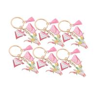 Healeved 6pcs Brown Western Cowgirl Hat Keychain with Floral Bull Head Tassel Bandana Lightweight Cowboy Keyrings for Birthday Party Favors Classroom Rewards Handbag Jewelry Accessories