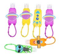 Healeved 6pcs Cartoon Silicone Travel Bottles 30ml Mini Liquid Containers with Hanging Strap for Hand Lotion Portable Refillable Toiletries Set for Boys and Girls and Travel Random Color