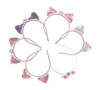 Healeved 6pcs Cat Ear Glittery Headbands for Boys and Girls Cute Hair Accessories for Cosplay Parties Costumes Comfortable Design for Girls Random Styles Included