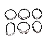 Healeved 6pcs Chain Elastic Bands Hair Ties Electroplating Alloy Hair Rope Ties for Girls Ponytail Holder Accessories Women Bracelet for Women Elastic Scrunchies
