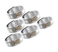 Healeved 6pcs Chinese Style Wealth Finger Rings Unisex Male Finger Jewelry Smooth Vintage Scripture Design Comfortable Fit