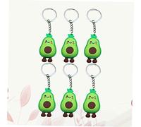 Healeved 6Pcs Creative Avocado Shaped Keychain Light Green Backpack Pendant Cute Cartoon Key Ring for Bags Accessories Unique for Keyring Lovers