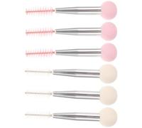 Healeved 6pcs Dual-ended Eyebrow and Eyelash Makeup Sponge Brush Set, Multi-functional Disposable Cosmetic Applicators for Precise Mascara and Eyebrow Styling, White and Pink with Silver