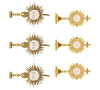 Healeved 6pcs First Communion Lapel Pins Cross Brooches in Golden Zinc Alloy, Elegant and Comfortable Wear for Party Favors and Religious Sacraments, Versatile Matching Accessories for Boys