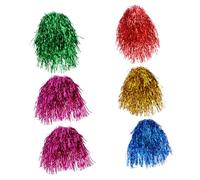 Healeved 6pcs Foil Tinsel Wigs Shiny Metallic Hair Accessories for Boy Girl Includes Gold Red Green Blue and Two Wigs for Parties Cosplay and Festivals