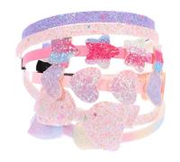 Healeved 6pcs Glitter Headbands with Bowknot, Heart, and Star Shapes, Comfortable Fabric Material Suitable for Hairstyles, Lovely and Cute Hair Accessories for Young Random Color