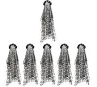 Healeved 6pcs Halloween Flower Veil Headband with Fake Roses Mexican Style Hair Accessories for Women for Cosplay Parties and Day Dead Celebrations