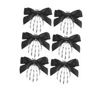 Healeved 6pcs Halloween Skull Bone Claw Hair Clips Bow Gothic Devil Hairslides Hair Accessories for Cosplay Party Girls Women