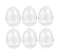 Healeved 6pcs Medium Plastic Easter Candy Boxes 7x9cm Hollow Flat-bottom Egg Shape Candy Packing Containers for Party Storage