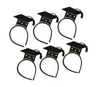 Healeved 6pcs Mini Doctor Hat Graduation Headbands Glitter Hair Hoop for Boys and Girls Graduation Party Headdress Gold Silver Party Supplies