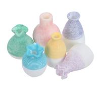 Healeved 6pcs Miniature Flower Vases for Dollhouse Garden Decoration and Tabletop Use, Lightweight Resin Bud Vases in Assorted Colours, Cute Minimalist Style for Wedding Shower and Birthday