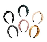 Healeved 6pcs Plastic Pearl Knotted Hairbands for Women Pearl Headband Hair Accessories Fashion Headwrap Elegant Design for Hair Bands Wedding Guest