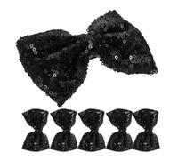 Healeved 6pcs Sequin Hair Bows: Sparkly Sequin Bow Hair Clips For Little Girls - Fashion Bowknot Barrettes For Kids Party And Daily Styling Black