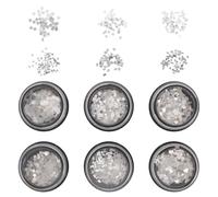 Healeved 6pcs Silver Nail Jewelry Decals with Mirror Shine Finish, Flakes Shape Sequins for Easy DIY Application, Stable Light Refraction, for Daily Wear at Home Use