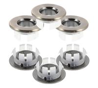 Healeved 6pcs Sink Overflow Cover Rings for Decorative Bathroom Basin Trim Caps in Grey Removable Anti-Clogging Overflow Plate for Vanity Washbasin Drain