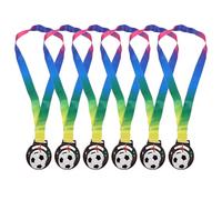 Healeved 6pcs Soccer Medals with Portable Zinc Alloy Material, Professional Engraving, for Football Parties and Competitions, Award Medals with Neck Ribbon for Sports Prizes