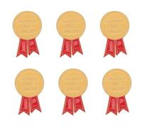 Healeved 6pcs Teacher Lapel Pin, Golden Medal with Ribbon Design, Teacher Appreciation Gift for Educators, Coaches & Mentors, Alloy Brooch for Jackets, Bags & Accessories