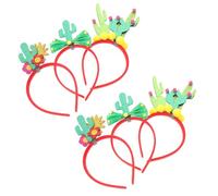 Healeved 6pcs Tropical Cactus Headband Boho Style Party Hair Accessory for Beach Parties, Carnival, Cinco De Mayo Costume Prop with Fabric Plastic Design