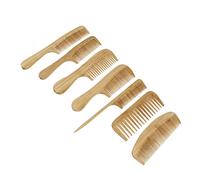 Healeved 7-pcs Bamboo Wooden Hair Comb Set Wide-tooth Anti-static Hair Brush for Men and Women Suitable for Thick Thin Curly and Straight