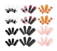 Healeved 72pcs Halloween Fake Nails Full Cover False Nail Tips for Women and Made of Sturdy Abs Material for Party and Daily Life Art Decoration Random Color