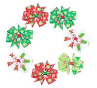 Healeved 7pcs Christmas Bow Hair Clips Hair Accessories for Adults Classic Cloth Bows for Christmas and Clubs
