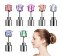 Healeved 7pcs LED Ear Studs Set Stainless Steel Earrings Glowing Flashing Crystal Studs Unisex Comfortable and Easy to Wear for Night Activities and Kinds of Fun