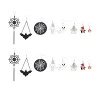 Healeved 8 Pairs Halloween Earrings Set for Women Featuring Pumpkin, Spider Webs, Skulls and Bats Designs Made of Alloy Comfortable and Safe to Wear for Halloween and Witch Costumes