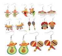Healeved 8 Pairs Multipack Earrings for Women Lightweight Skull Avocado Hat Designs Dangle Drop Jewelry for Daily Wear Parties Festivals Gift