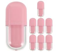 Healeved 8pcs 3ml Pink Oval Lip Gloss Tubes with Applicator Wand, Refillable Plastic Lip Balm Containers for Travel and DIY Cosmetics