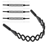 Healeved 8pcs Anti-slip Silicone Swimming Glasses Strap with Spring Design, Black and White Mesh Eyeglass Chains for Outdoor Sports, Adjustable Glasses Holder Rope for Men and Women