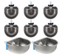Healeved 8pcs Automatic Stainless Steel Rabbit Waterer with Gravity-fed Design and Anti-slip Base, Plastic and Metal Drinking Bowl for Small Pets, for Home Rabbit Spaces