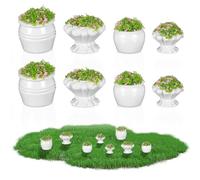 Healeved 8pcs Dollhouse Landscape Miniature Flower Bed Model, Artificial Green Scenery Plant Decor DIY Supplies Miniature Plant Adornment