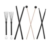 Healeved 8pcs Drumsticks Kit with Nylon and Wire Brushes, Wood Mallet, and Black Storage Bag - Drum Accessories Set for Snare and Percussion Instruments in Professional Music Performance