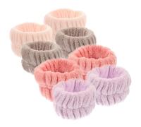 Healeved 8pcs Flannel Wristbands Plush Wrist Strap for Face Washing Spa Bathroom Use Soft Wristbands as Makeup Hair Band