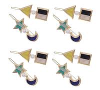 Healeved 8pcs Geometric Pearl Hair Clip Star Moon Hairpins for Women Stylish Hair Accessories for Various Occasions Elegant Barrettes for Parties Weddings Travel and Daily Wear