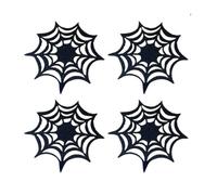 Healeved 8pcs Halloween Web Placemats and Coasters Set, Non-woven Material with Heat Insulation and Stain Protection, Decorative Black Spider Web Design for Halloween Party Table