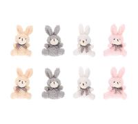 Healeved 8pcs Plush Bunny Keychains Soft Rabbit Key Rings with Bow Tie Sitting Pose in Pink, White, Grey, Brown - Cute Bag Pendant Charm Set for Party Favors and Decorations